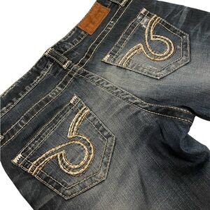 Big Star Blue Boot Cut Jeans with Tan Stitching